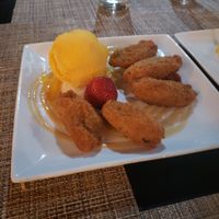 Fried bananas and passion fruit sorbet at Avantika in Simpson Bay