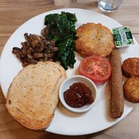 Yum! Corn fritter was a bit bready to me but everything else was top notch. Loved it. at Whispers Cafe in Levin