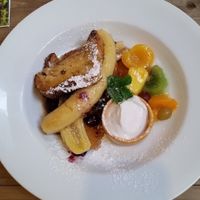 Vegan French Toast with Coconut cream - Yum! at Whispers Cafe in Levin