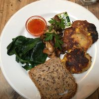 Vegan corn fritters  at Whispers Cafe in Levin