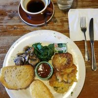 Corn fritter breakfast ~ Tasty! at Whispers Cafe in Levin