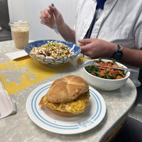 Dirty Jersey sandwich (with a kale side salad) and The Deluxe over tater tots  at The Tasty in Philadelphia