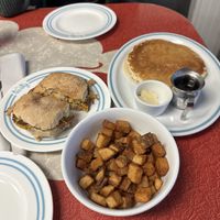 Jersey girl, home fries, pancake  at The Tasty in Philadelphia