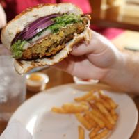 Veggie Burger. Vegan or Vegetarian (add cheese).  at Pita Plate in Morehead City