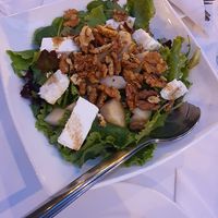 Mixed greens salad with walnuts and vegan feta cheese at The Lost Unicorn Restaurant in Tsagarada