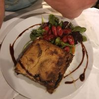 Vegan bean mousaka at The Lost Unicorn Restaurant in Tsagarada