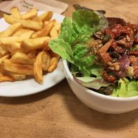 Rosemary chips and kino salad at Cafe Kino in Bristol
