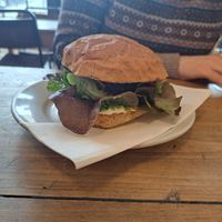 Spicy bean burger at Cafe Kino in Bristol