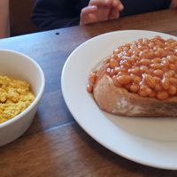 On toast (beans & scrambled tofu) at Cafe Kino in Bristol