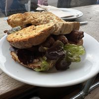 Sausage sandwich, very good after just getting off the bus into town   at Cafe Kino in Bristol