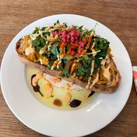 Smashed carrot on toast at Cafe Kino in Bristol