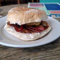 Delicious breakfast muffin at Cafe Kino in Bristol