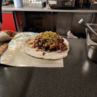 Falafel in laffa being made!! at Falafel King Food Cart in Bristol