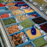 Frozen food in bulk at Pryvoz Market in Odessa