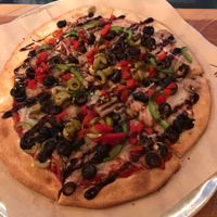 Vegan pizza  at Dells Pizza Lab in Wisconsin Dells