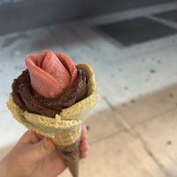Pistachio, dark chocolate and strawberry flavour  at Amorino - Greenwich Village in New York City