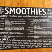 beautiful extended smoothie menu at Juice Warrior in Edinburgh