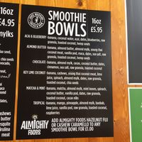 smoothie bowl menu  at Juice Warrior in Edinburgh