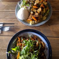 Amazing food! Big portions. Delicious. Positions 26 and 27, seitan BBQ and Power lemongrass. at Soya in Berlin