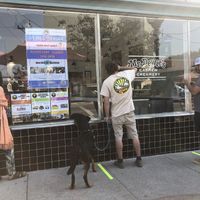 Facing inside in anticipation   at Mr. Dewie's Cashew Creamery in Albany
