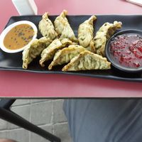 Gyozas, unluckily not steamed but deepfried at La Huella Vegana in Rivas-vaciamadrid