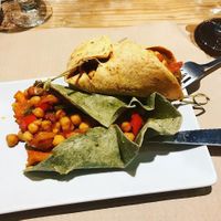 Fajitas! Guiso de garbanzos con boniato frito  at La Huella Vegana in Rivas-vaciamadrid