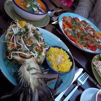 pineapple curry, tomato soup & tomato salad (from seasonal menu) at Falla - Wawrzyniaka in Poznan
