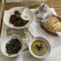 Falafel salad, tabulah and mutabel at Falafel in Sarajevo