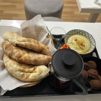 Bread (doesn’t contain milk), falafel and hummuss  at Falafel in Sarajevo