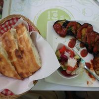 Eggplant with Bread at Falafel in Sarajevo