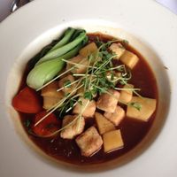 Tofu with glass noodles and seasonal local vegetables. at Homestead Restaurant in Homer