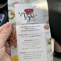 Flyer at Vyro Raw & Vegan Bistro in Bucharest
