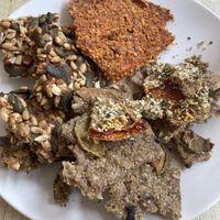 Homemade raw crackers   at Vyro Raw & Vegan Bistro in Bucharest