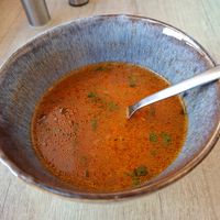 Borscht soup at Vyro Raw & Vegan Bistro in Bucharest