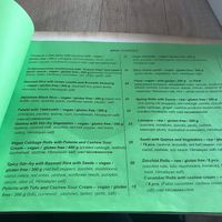 Part of the large menu at Vyro Raw & Vegan Bistro in Bucharest