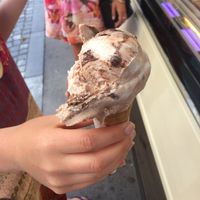 rice milk choc crunch ice cream with gf vegan cone at Zvezda's Ice Cream in Ljubljana