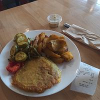 Baked vegetables, seitan in tempura, potatoes,mayo sause, 108 grns at Ukrop in Kyiv