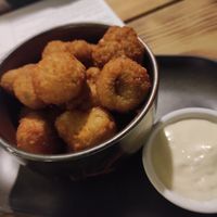 Battered mushrooms at Super Natural Newcastle in Newcastle Upon Tyne