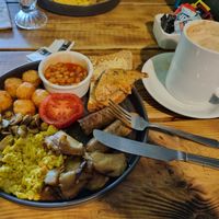 Lovely cafe, comfortable nice atmosphere friendly staff. Super all day breakfast was wonderfully tasty and filling. Large latte and banana smoothie. All excellent and good value.  at Super Natural Newcastle in Newcastle Upon Tyne