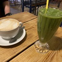Cappuccino soy milk and Spinach smoothie: tasty  at Super Natural Newcastle in Newcastle Upon Tyne