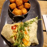 Breakfast Wrap with a Pot of Rosti Bites at Super Natural Newcastle in Newcastle Upon Tyne