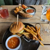 Full English at the back and the brunch burger.   at Super Natural Newcastle in Newcastle Upon Tyne