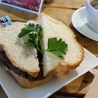 Sausage sandwich at Super Natural Newcastle in Newcastle Upon Tyne