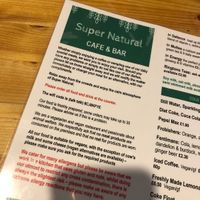 Menu at Super Natural Newcastle in Newcastle Upon Tyne