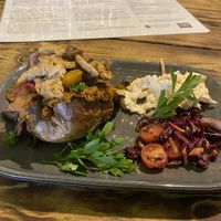 Jacket Potato with roasted veg, hummus. Added extra vegan chicken. Yum! at Super Natural Newcastle in Newcastle Upon Tyne