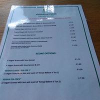 S shot of the separate vegan menu. at Tea Total in Lyndhurst
