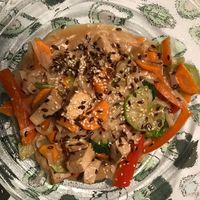 Rice noodles with vegetables. One of my most favorite dishes here at True in Odessa