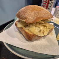Crisp butty (salt and vinegar given by default) at Ice Shack in Manchester