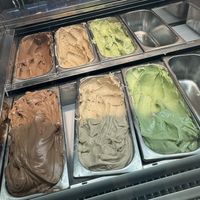 vegan only — yes!!! pistachio & hazelnut 😍  at Eissalon am Schwedenplatz in Vienna