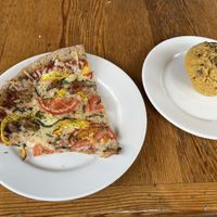 Great pizza, top vegan cheese  at Common Loaf Bake Shop in Tofino